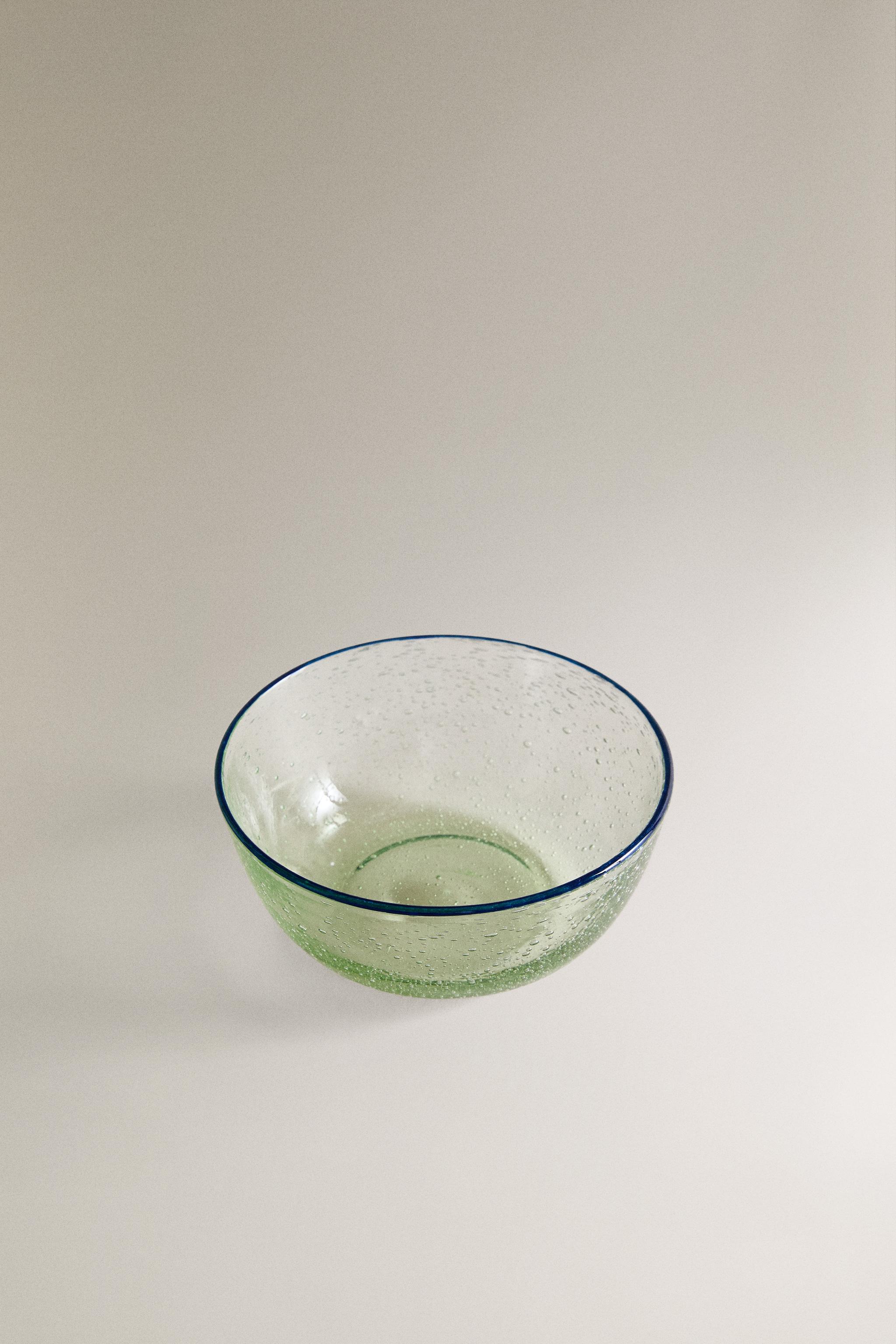 BUBBLE GLASS BOWL WITH RIM